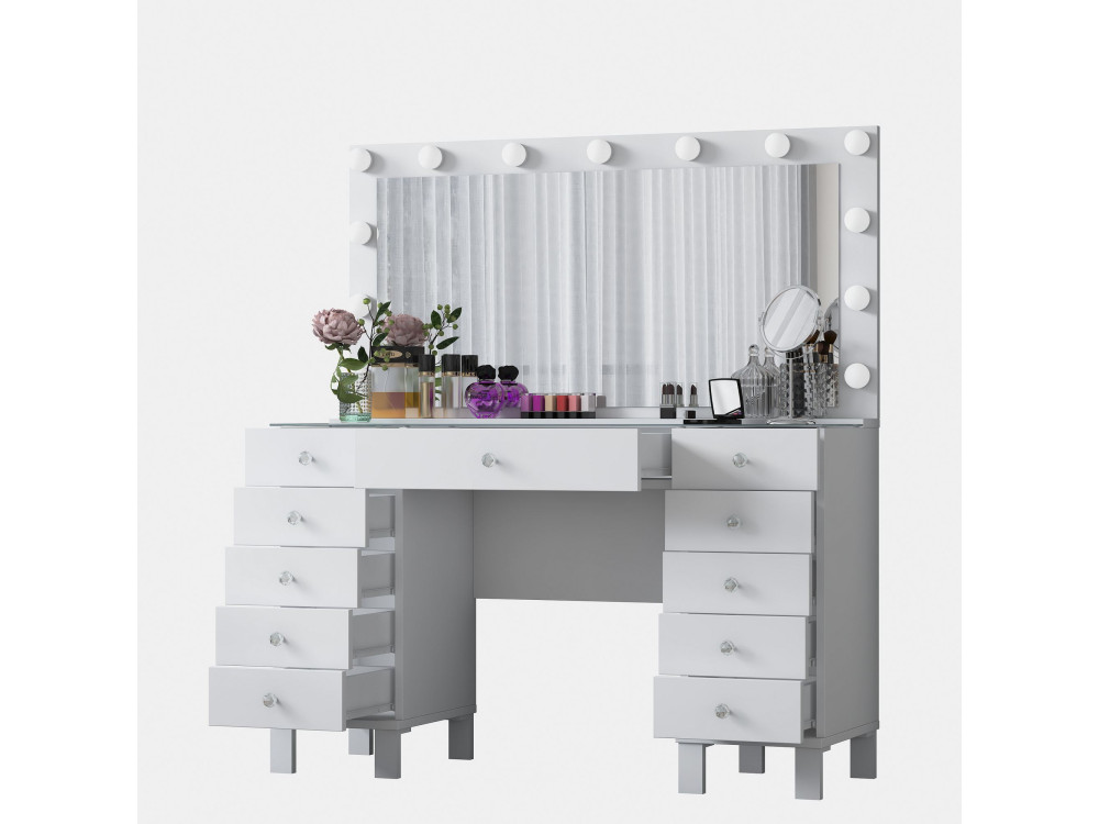 Coiffeuse en bois " BJ137 " - 120 x 133,6 x 40 cm - Blanc