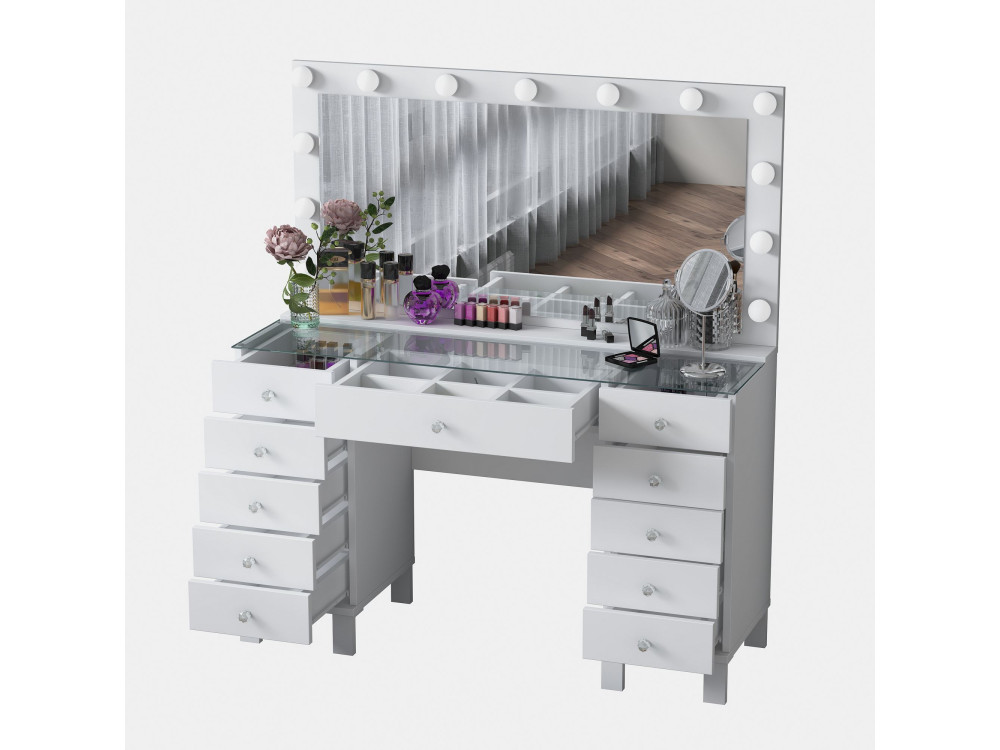 Coiffeuse en bois " BJ137 " - 120 x 133,6 x 40 cm - Blanc