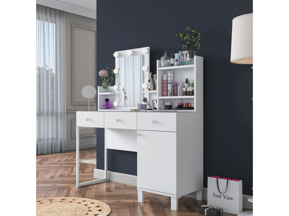 Coiffeuse en bois " BJ139 " - 120 x 136,8 x 40 cm - Blanc