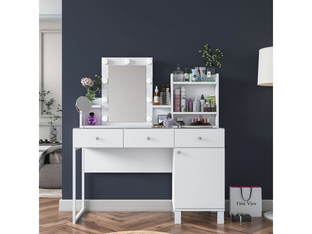 Coiffeuse en bois " BJ139 " - 120 x 136,8 x 40 cm - Blanc