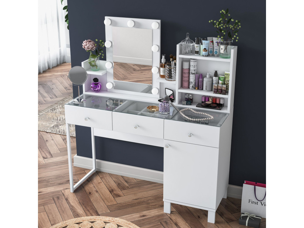 Coiffeuse en bois " BJ139 " - 120 x 136,8 x 40 cm - Blanc