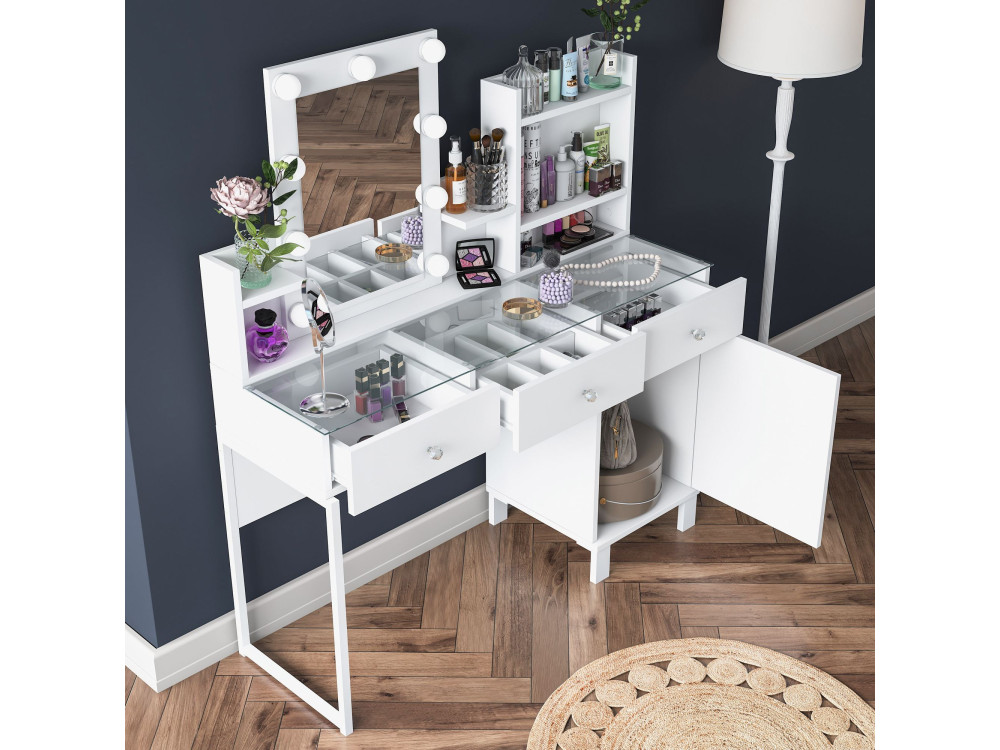 Coiffeuse en bois " BJ139 " - 120 x 136,8 x 40 cm - Blanc