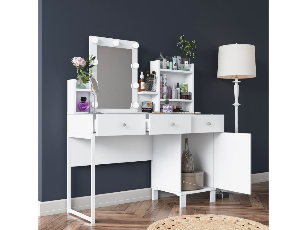 Coiffeuse en bois " BJ139 " - 120 x 136,8 x 40 cm - Blanc