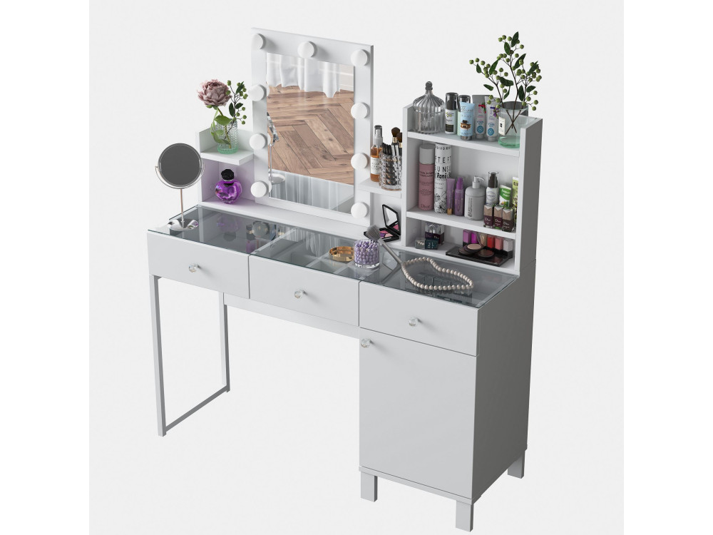 Coiffeuse en bois " BJ139 " - 120 x 136,8 x 40 cm - Blanc