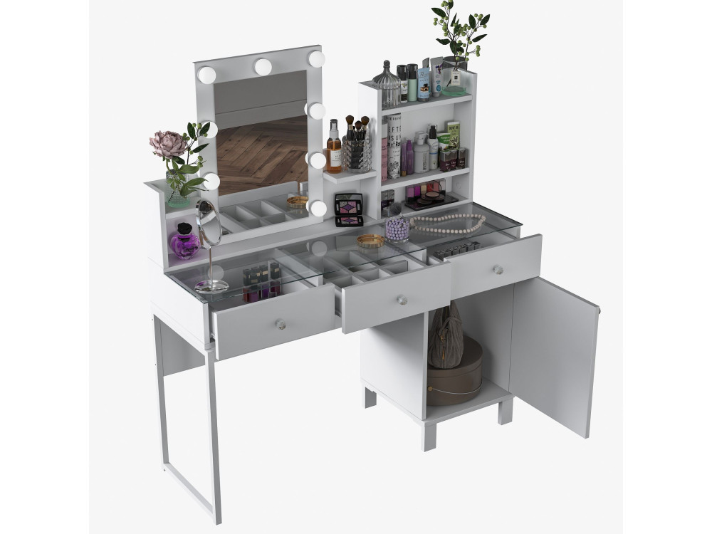 Coiffeuse en bois " BJ139 " - 120 x 136,8 x 40 cm - Blanc