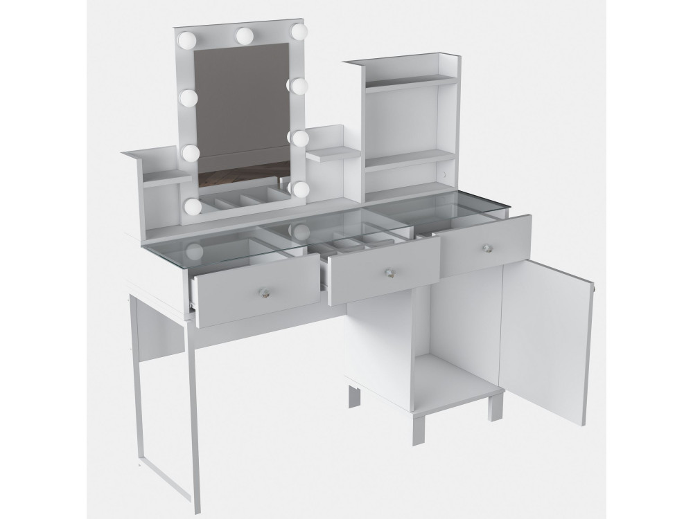 Coiffeuse en bois " BJ139 " - 120 x 136,8 x 40 cm - Blanc