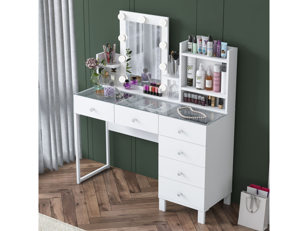 Coiffeuse en bois " BJ141 " - 120 x 136,8 x 40 cm - Blanc