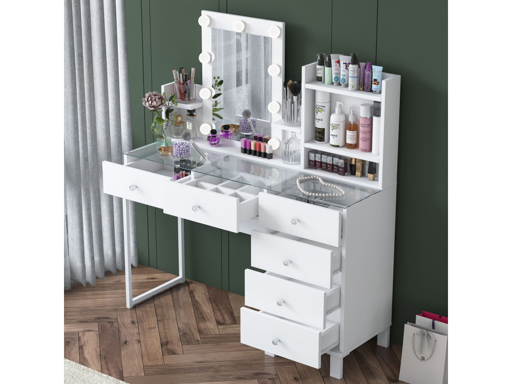 Coiffeuse en bois " BJ141 " - 120 x 136,8 x 40 cm - Blanc
