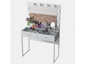 Coiffeuse en bois " BJ146 " - 90 x 141,8 x 40 cm - Blanc