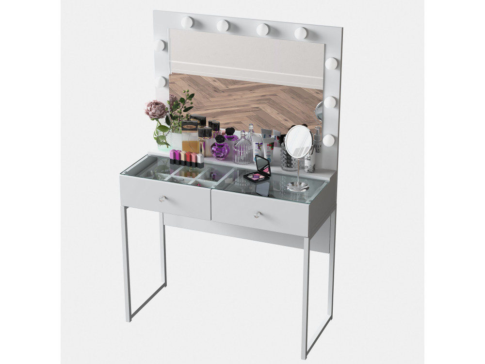 Coiffeuse en bois " BJ146 " - 90 x 141,8 x 40 cm - Blanc
