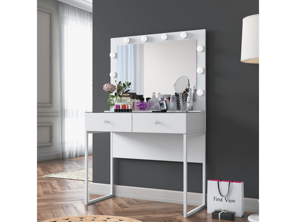 Coiffeuse en bois " BJ146 " - 90 x 141,8 x 40 cm - Blanc