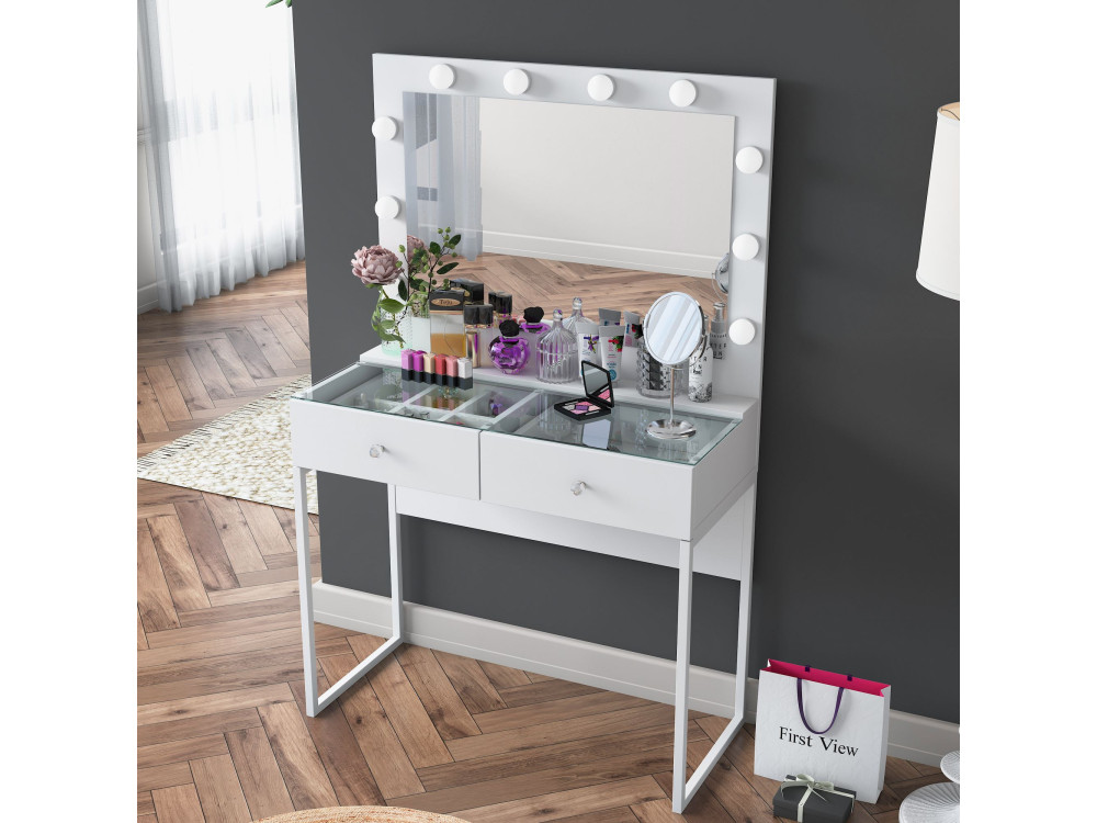 Coiffeuse en bois " BJ146 " - 90 x 141,8 x 40 cm - Blanc