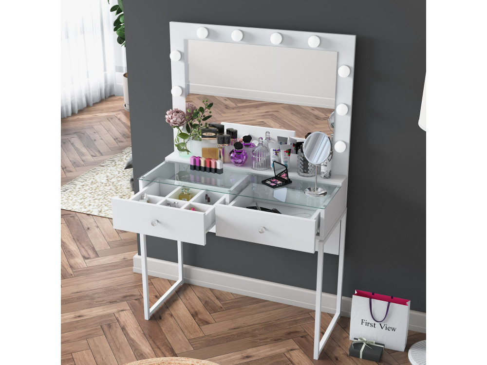 Coiffeuse en bois " BJ146 " - 90 x 141,8 x 40 cm - Blanc
