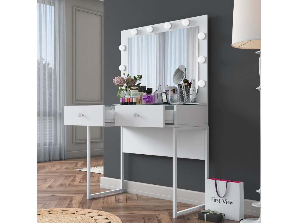 Coiffeuse en bois " BJ146 " - 90 x 141,8 x 40 cm - Blanc