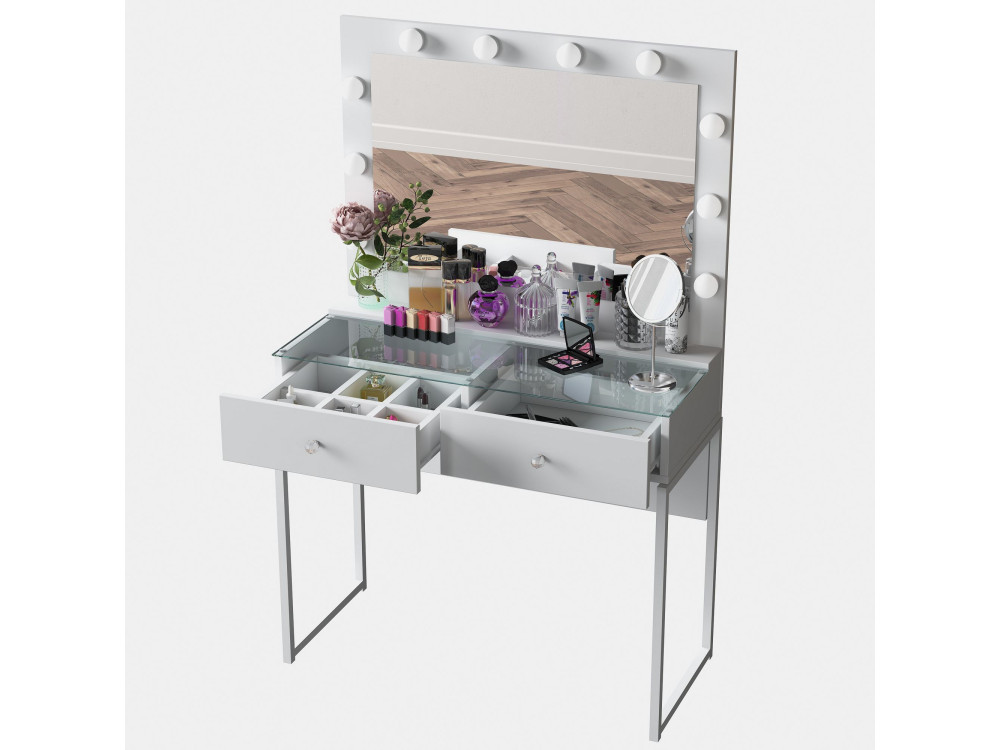 Coiffeuse en bois " BJ146 " - 90 x 141,8 x 40 cm - Blanc