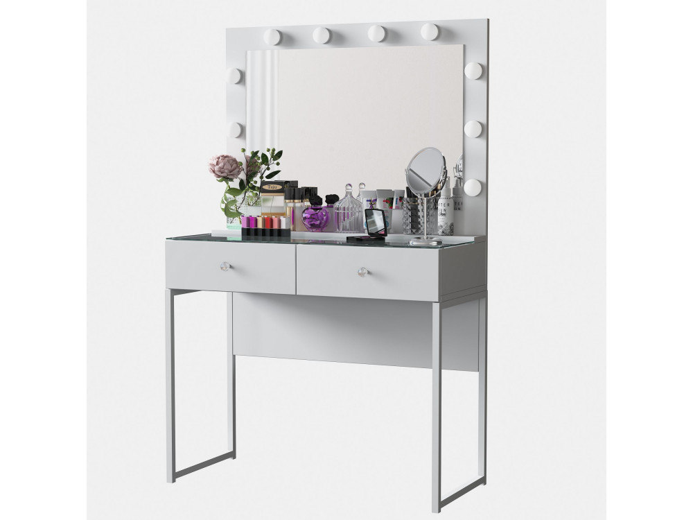 Coiffeuse en bois " BJ146 " - 90 x 141,8 x 40 cm - Blanc