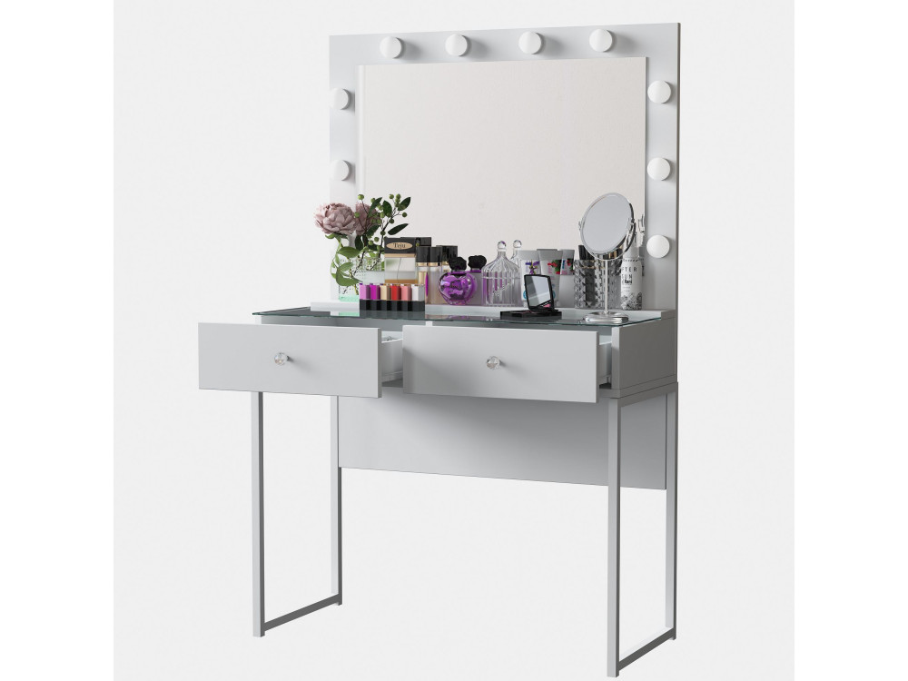 Coiffeuse en bois " BJ146 " - 90 x 141,8 x 40 cm - Blanc