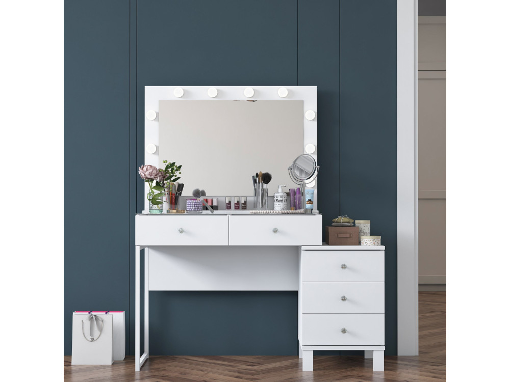 Coiffeuse en bois " BJ150 " - 120 x 141,8 x 40 cm - Blanc