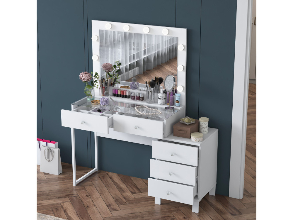 Coiffeuse en bois " BJ150 " - 120 x 141,8 x 40 cm - Blanc