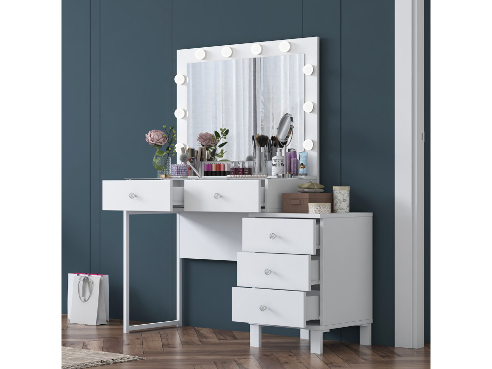 Coiffeuse en bois " BJ150 " - 120 x 141,8 x 40 cm - Blanc