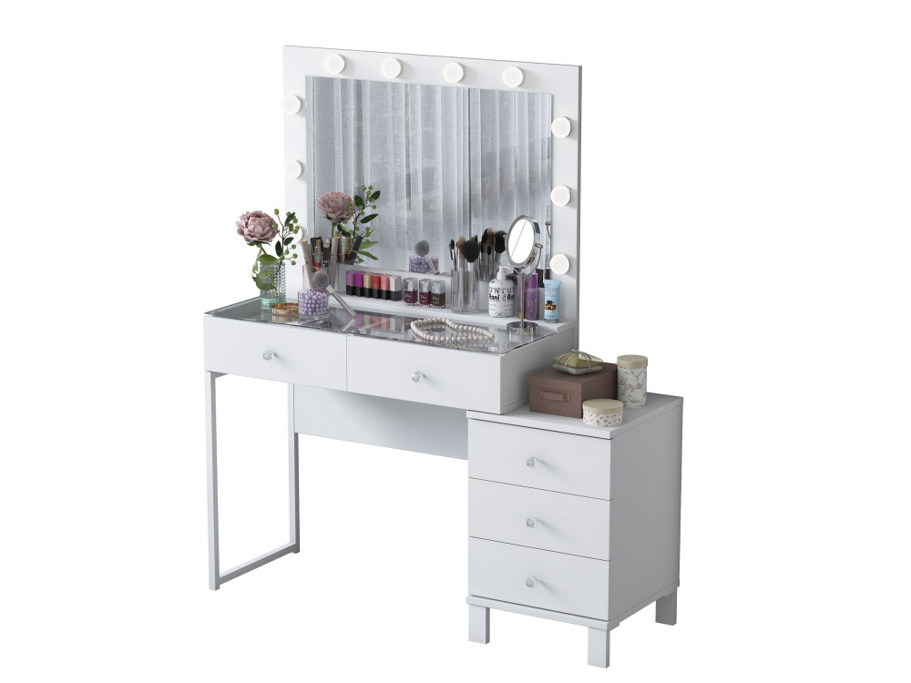 Coiffeuse en bois " BJ150 " - 120 x 141,8 x 40 cm - Blanc