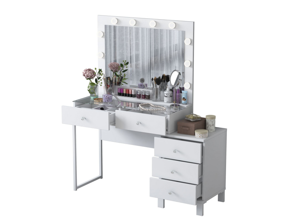 Coiffeuse en bois " BJ150 " - 120 x 141,8 x 40 cm - Blanc