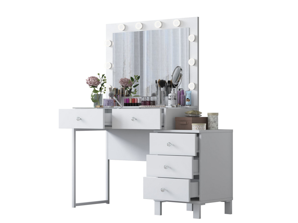 Coiffeuse en bois " BJ150 " - 120 x 141,8 x 40 cm - Blanc