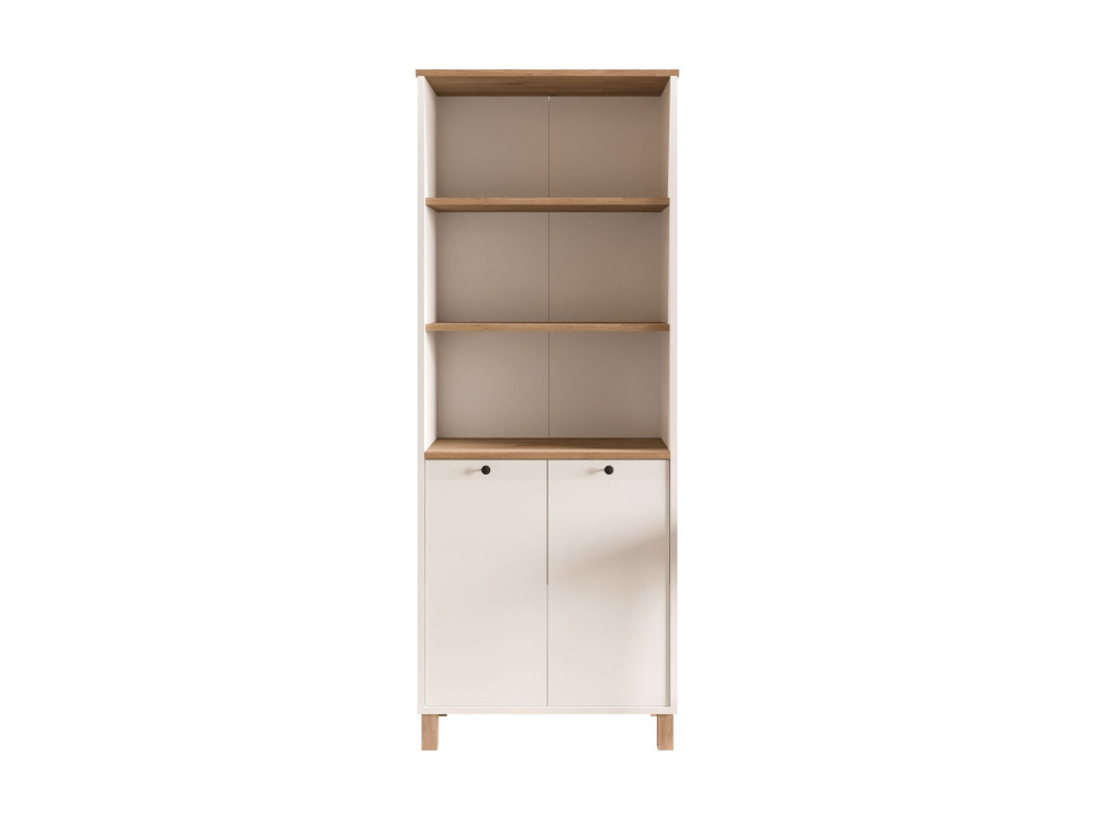 Bibliothèque en bois " Nord " - 69,5 x 180 x 32 cm - Blanc / Chêne