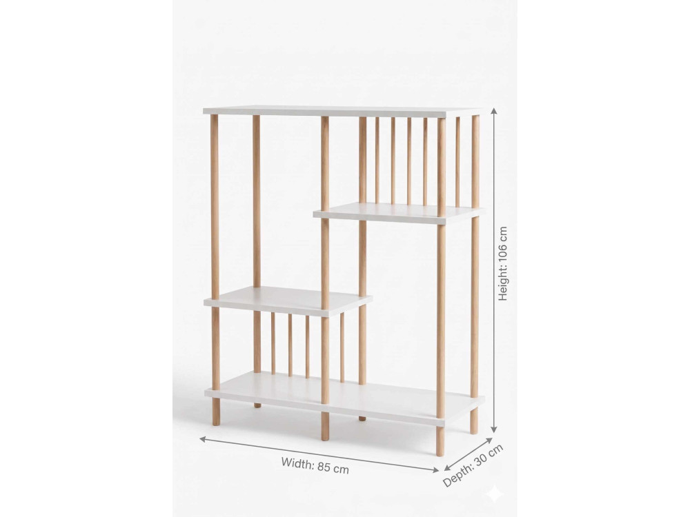 Bibliothèque en bois " Peka220 " - 85 x 106 x 30 cm - Blanc