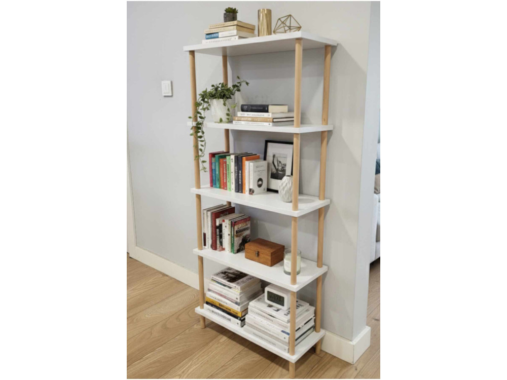 Bibliothèque en bois " Pk261 " - 60 x 136 x 25 cm - Blanc