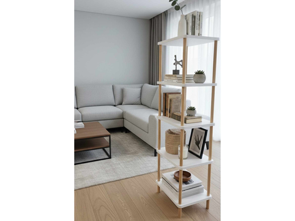 Bibliothèque en bois " Pk261 " - 60 x 136 x 25 cm - Blanc