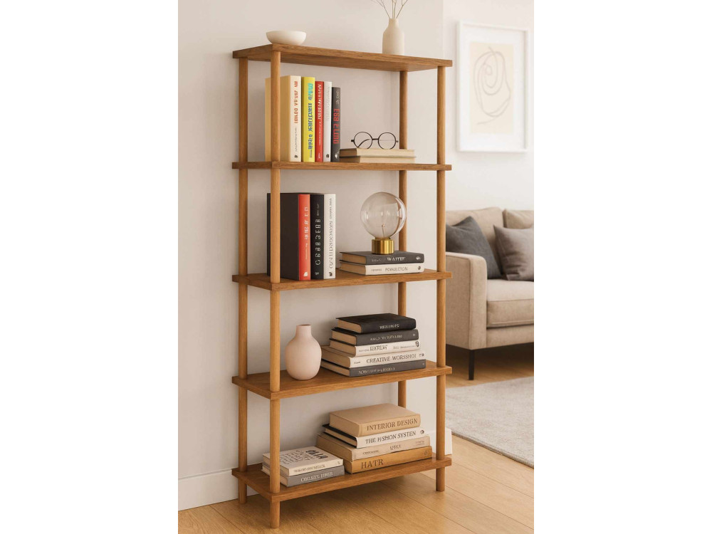 Bibliothèque en bois " Pk261 " - 60 x 136 x 25 cm - Pin