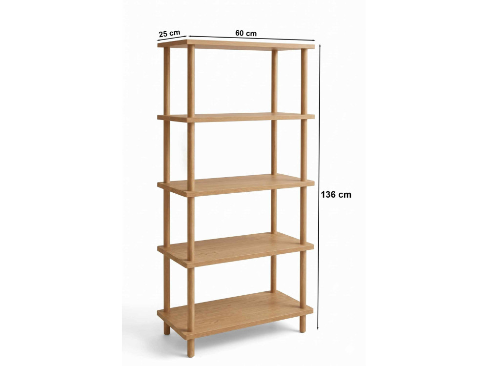Bibliothèque en bois " Pk261 " - 60 x 136 x 25 cm - Chêne Saphir