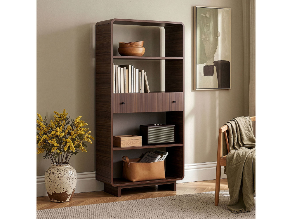 Bibliothèque en bois " Senza " - 78 x 153 x 34 cm - Noyer
