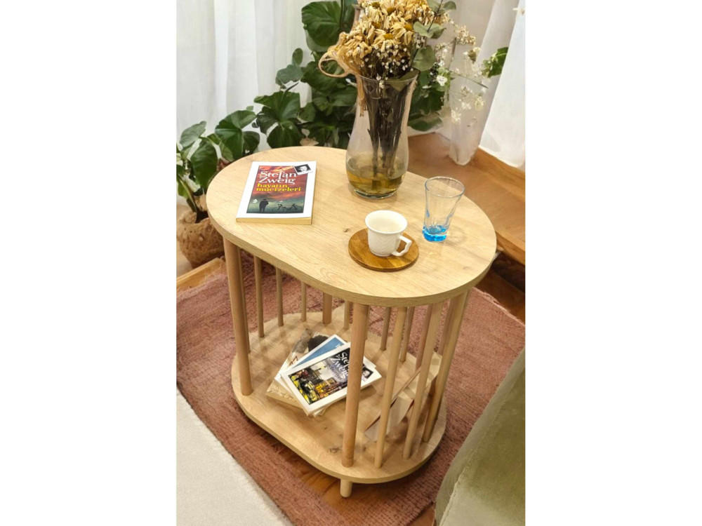 Table d'Appoint en bois " Pk0082 " - 51 x 65 x 36 cm - Chêne Saphir