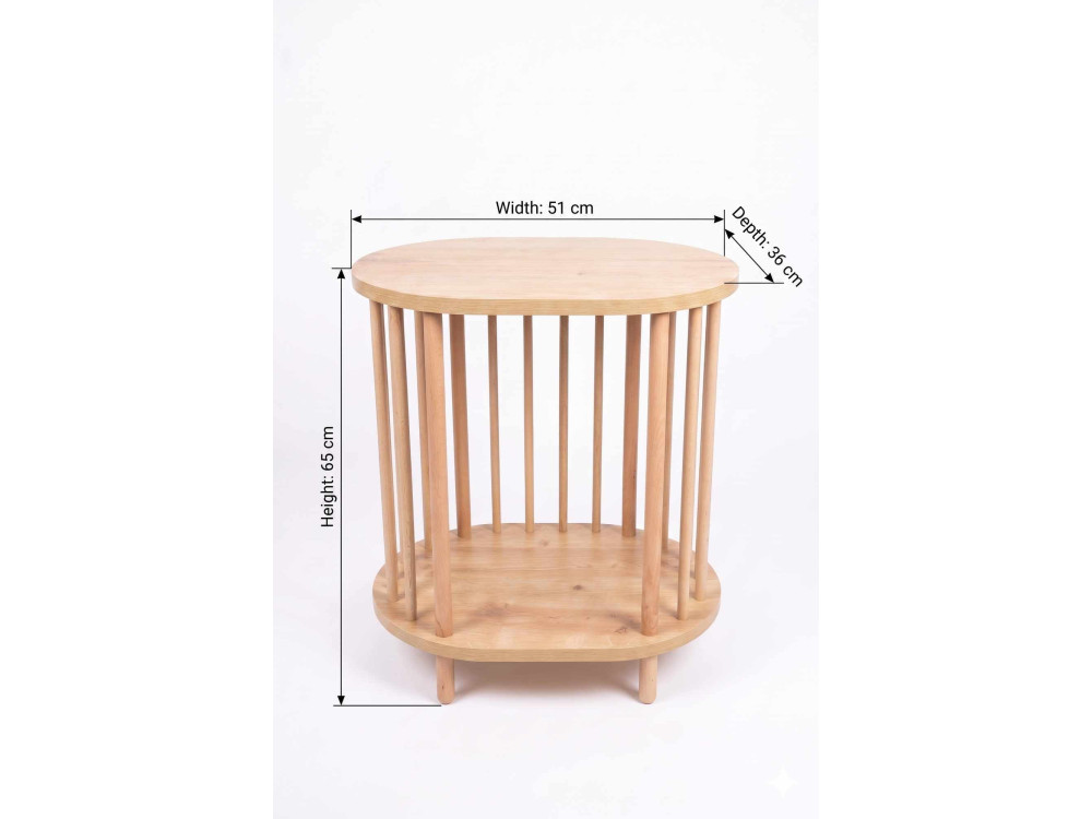 Table d'Appoint en bois " Pk0082 " - 51 x 65 x 36 cm - Chêne Saphir