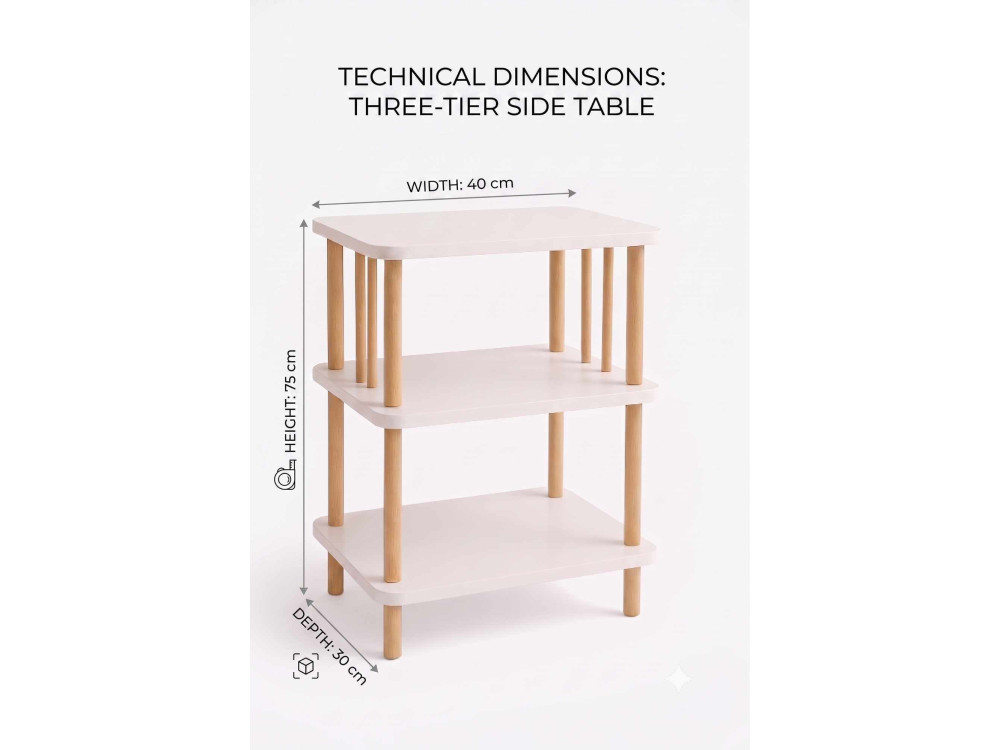 Table d'Appoint en bois " pk257 " - 40 x 75 x 30 cm - Blanc