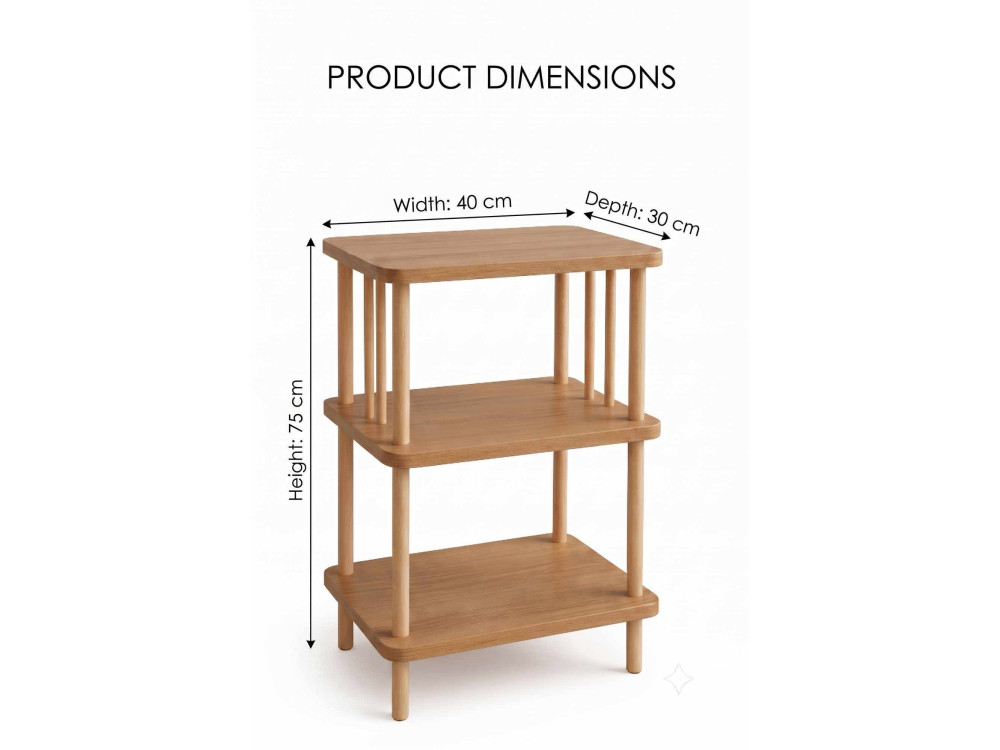 Table d'Appoint en bois " pk257 " - 40 x 75 x 30 cm - Chêne Saphir