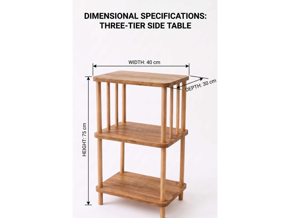 Table d'Appoint en bois " pk257 " - 40 x 75 x 30 cm - Pin