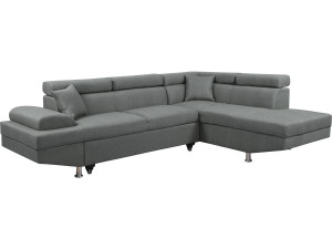Canapé d'angle "Sophia luxe" - 265 x 190.5 x 80/91 cm - Gris - Angle droit