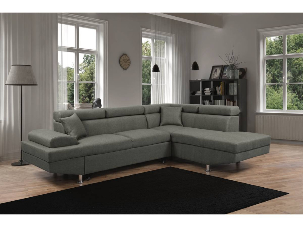 Canapé d'angle "Sophia luxe" - 265 x 190.5 x 80/91 cm - Gris - Angle droit