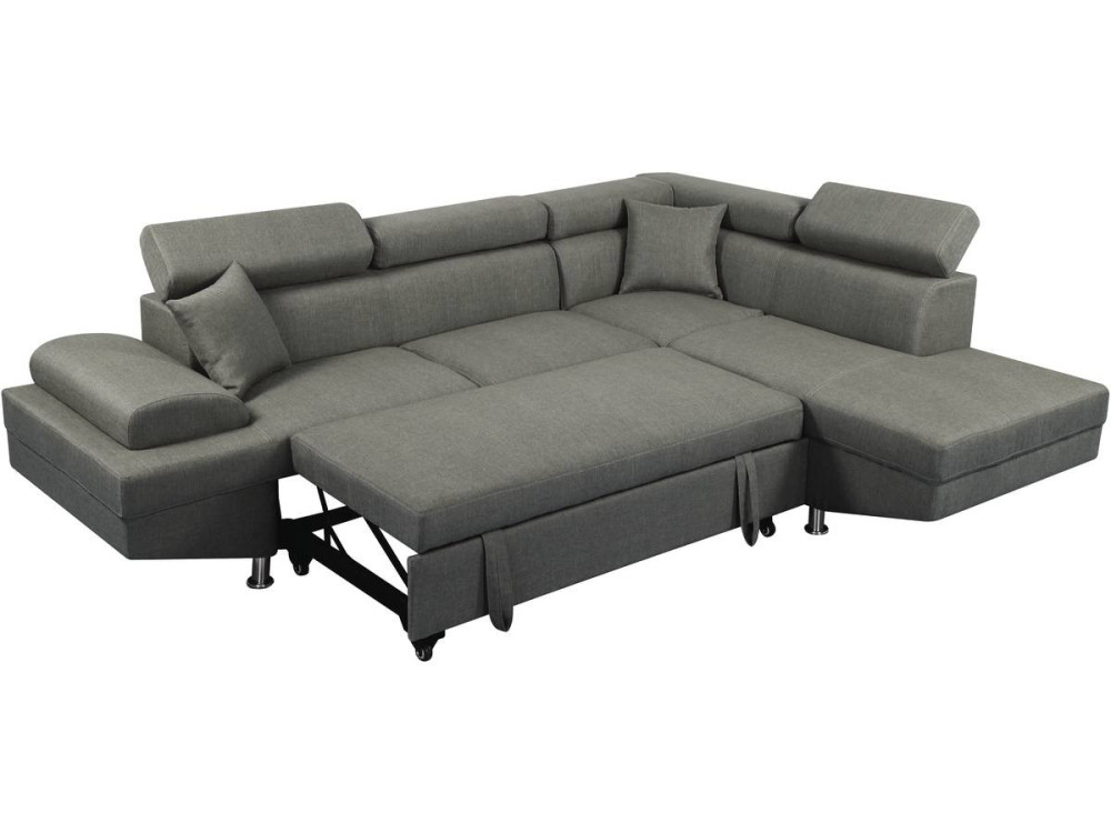 Canapé d'angle "Sophia luxe" - 265 x 190.5 x 80/91 cm - Gris - Angle droit