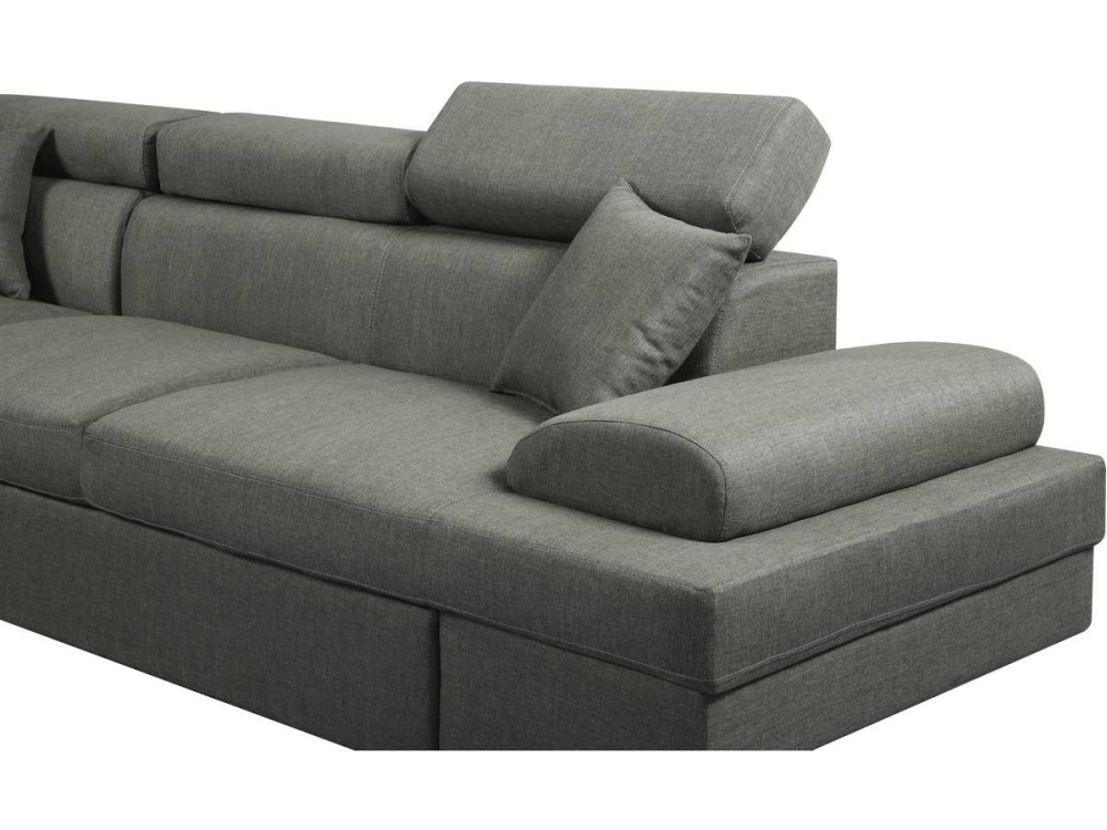 Canapé d'angle "Sophia luxe" - 265 x 190.5 x 80/91 cm - Gris - Angle droit