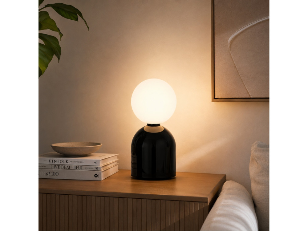 Lampe de table en métal " Pupa " - 14 x 14 x 25 cm - Noire