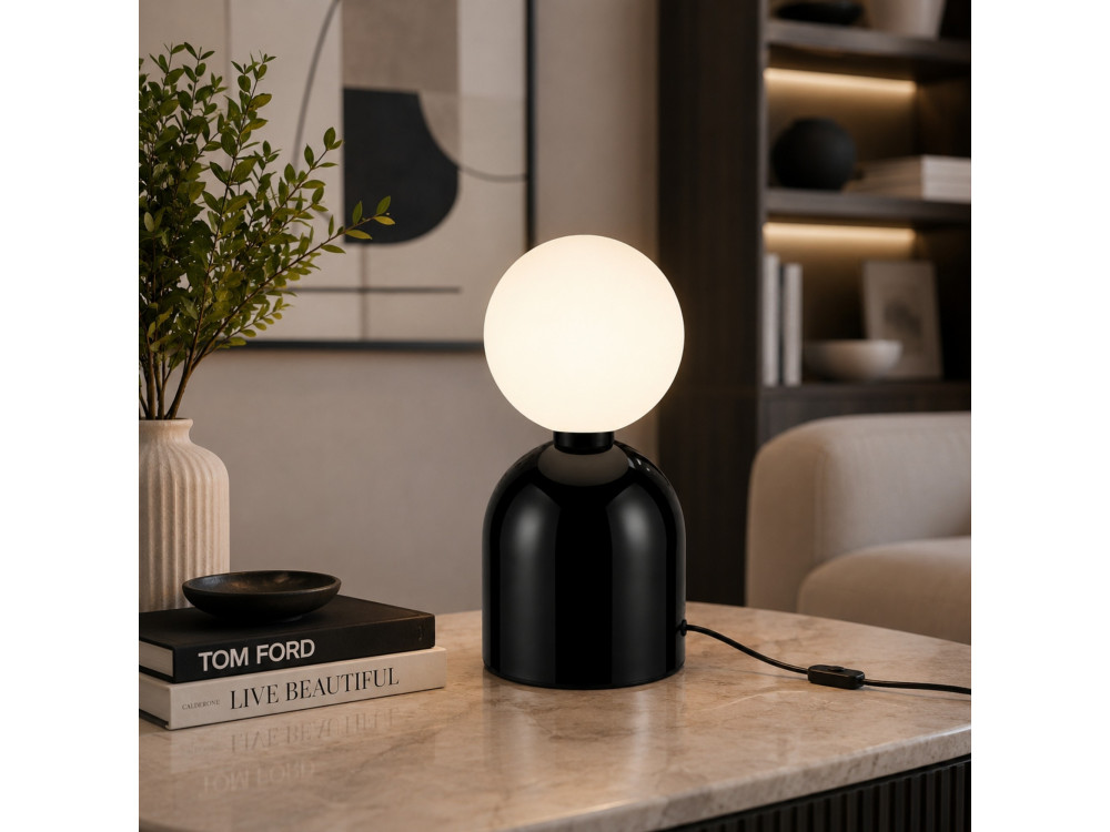 Lampe de table en métal " Pupa " - 14 x 14 x 25 cm - Noire