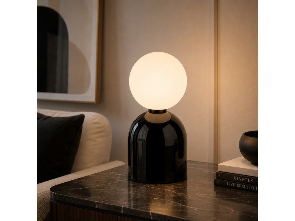 Lampe de table en métal " Pupa " - 14 x 14 x 25 cm - Noire