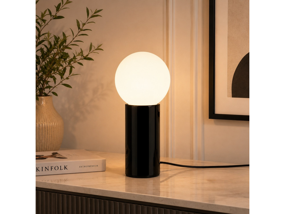 Lampe de table en métal "Polo" - 15 x 15 x 35 cm - Noire