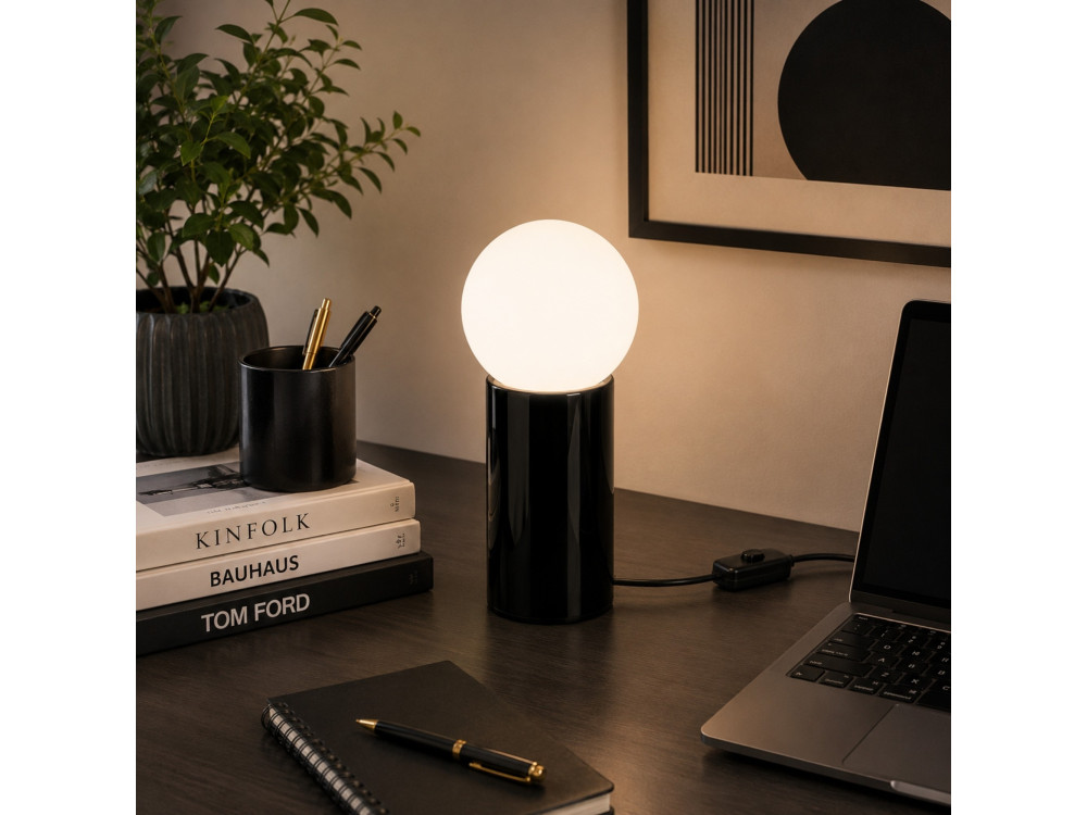 Lampe de table en métal "Polo" - 15 x 15 x 35 cm - Noire