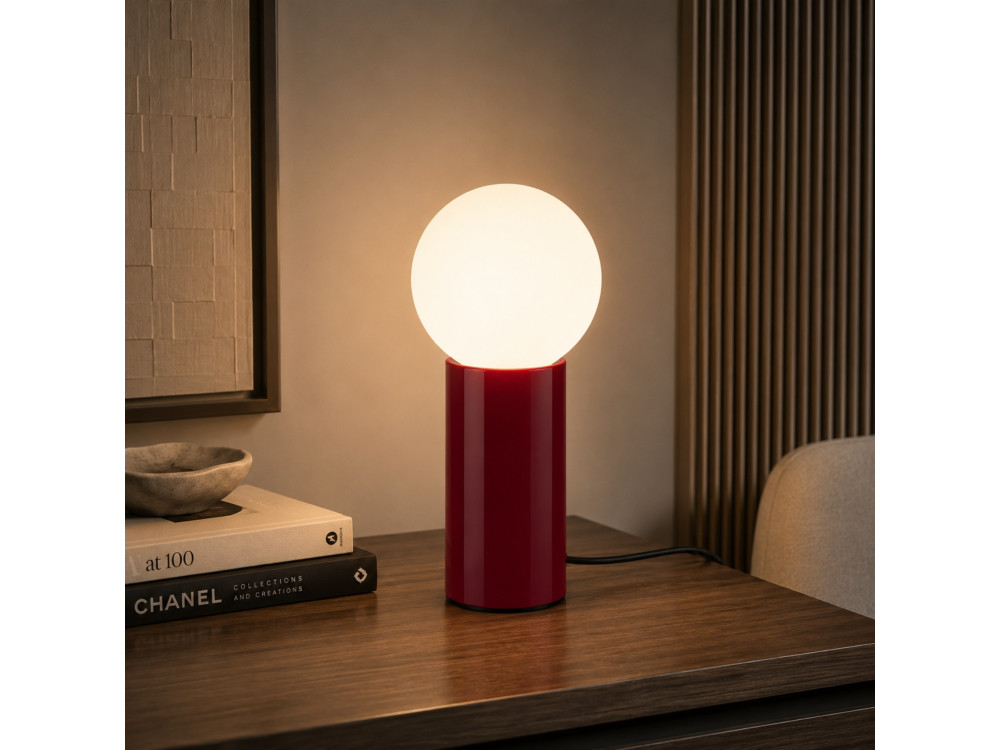 Lampe de table en métal "Polo" - 15 x 15 x 35 cm - Rouge