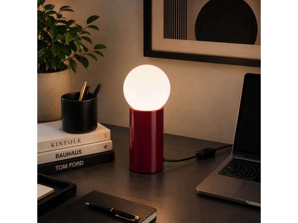 Lampe de table en métal "Polo" - 15 x 15 x 35 cm - Rouge